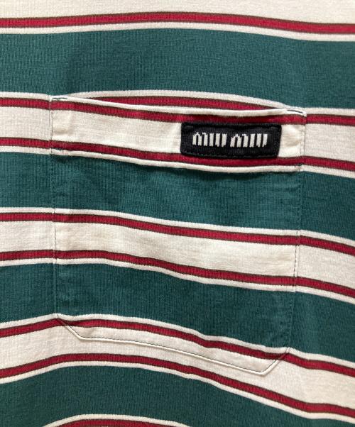 MIU MIU（ミュウミュウ）MIU MIU (ミュウミュウ) 24SS コットンジャージー 長袖Tシャツ グリーン サイズ:Mの古着・服飾アイテム