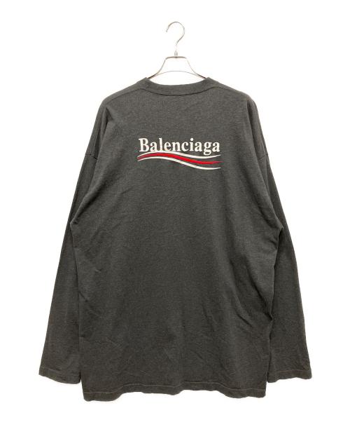BALENCIAGA（バレンシアガ）BALENCIAGA (バレンシアガ) Political Campaign Longsleeve Tee/キャンペーンロゴカットソー グレー サイズ:3の古着・服飾アイテム
