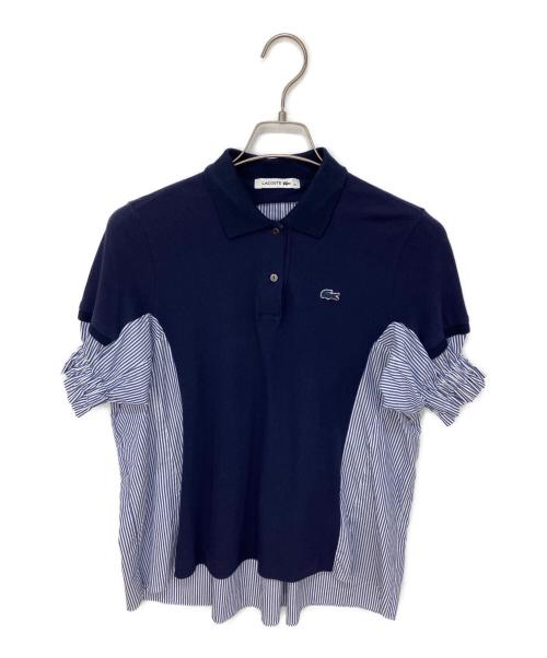 LACOSTE（ラコステ）LACOSTE (ラコステ) sacai (サカイ) ストライプシャツドッキングポロシャツ ネイビー サイズ:36の古着・服飾アイテム
