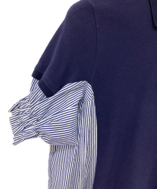 LACOSTE（ラコステ）LACOSTE (ラコステ) sacai (サカイ) ストライプシャツドッキングポロシャツ ネイビー サイズ:36の古着・服飾アイテム