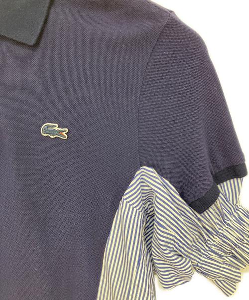 LACOSTE（ラコステ）LACOSTE (ラコステ) sacai (サカイ) ストライプシャツドッキングポロシャツ ネイビー サイズ:36の古着・服飾アイテム