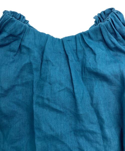 HYKE（ハイク）HYKE (ハイク) LINEN SHIRRED TOP ブルー サイズ:1の古着・服飾アイテム