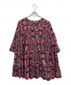 GRACE CONTINENTAL（グレースコンチネンタル）の古着「ティアードプリントワンピース」｜ネイビー