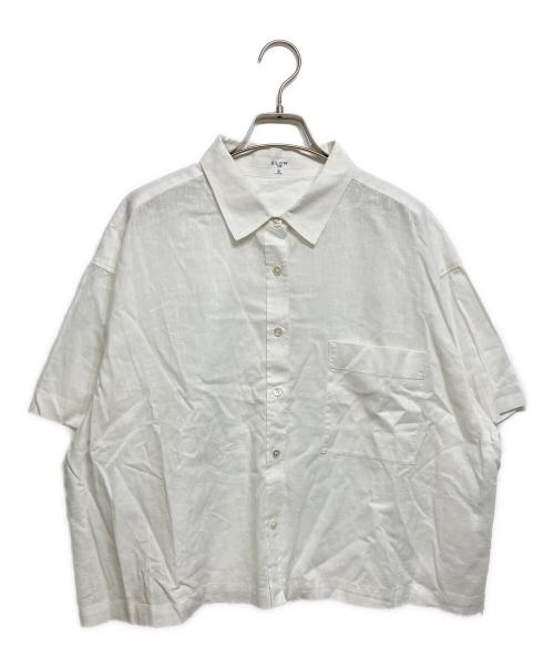 SLOW 23区（スロー23ク）SLOW 23区 (スロー23ク) リネンコットン 半袖クロップドシャツ ホワイト サイズ:46の古着・服飾アイテム
