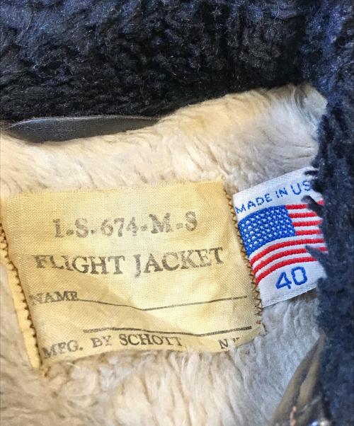 Schott（ショット）Schott (ショット) レザーフライトジャケット オリーブ サイズ:40の古着・服飾アイテム