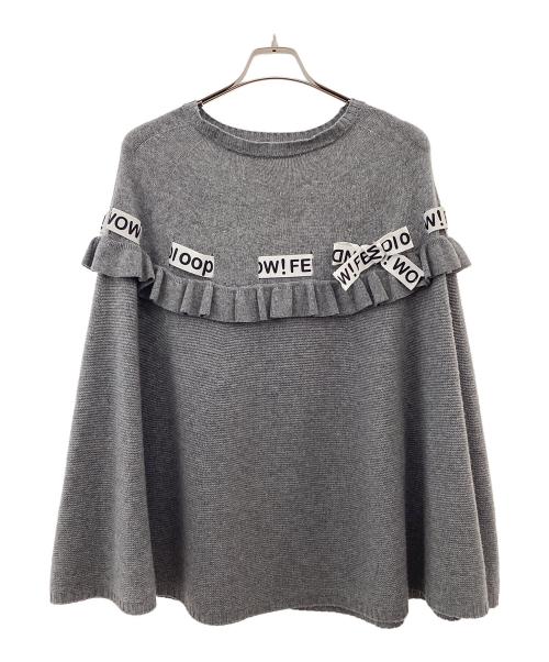 FENDI（フェンディ）FENDI (フェンディ) リボンフリルニットポンチョ グレー サイズ:Vの古着・服飾アイテム