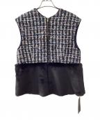 TOMORROW LAND collectionトゥモローランドコレクション）の古着「クランファンシーツイード フロンタブルファージレ」｜ネイビー