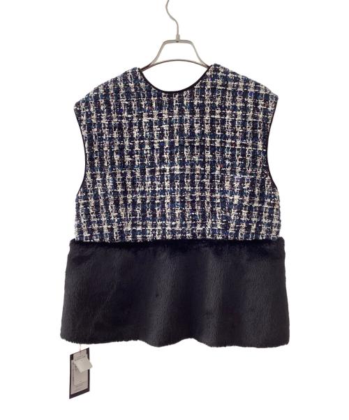 TOMORROW LAND collection（トゥモローランドコレクション）TOMORROW LAND collection (トゥモローランドコレクション) クランファンシーツイード フロンタブルファージレ ネイビー サイズ:36の古着・服飾アイテム