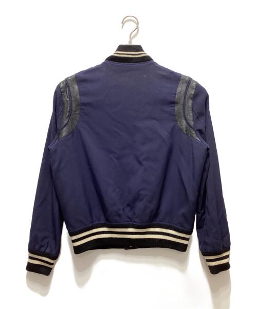 Saint Laurent Paris（サンローランパリ）Saint Laurent Paris (サンローランパリ) レザー切替テディジャケット ネイビー サイズ:46の古着・服飾アイテム