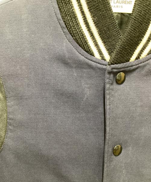 Saint Laurent Paris（サンローランパリ）Saint Laurent Paris (サンローランパリ) レザー切替テディジャケット ネイビー サイズ:46の古着・服飾アイテム