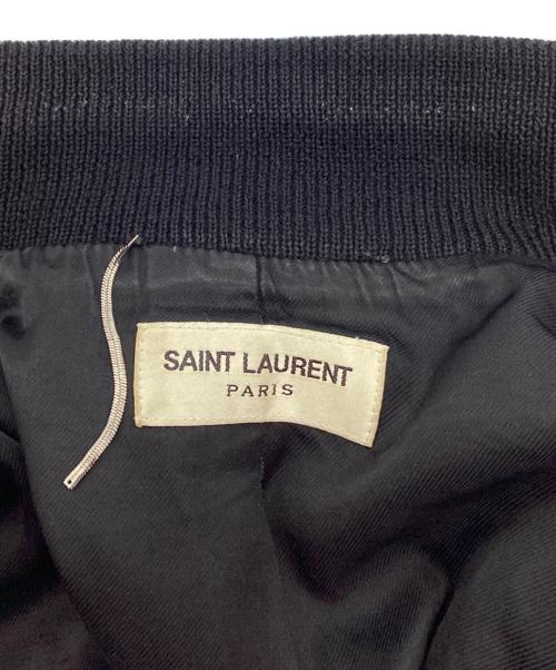 Saint Laurent Paris（サンローランパリ）Saint Laurent Paris (サンローランパリ) レザー切替テディジャケット ネイビー サイズ:46の古着・服飾アイテム