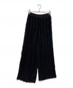 HeRIN.CYEヘリンドットサイ）の古着「Fringe wide knit pants」｜ブラック