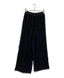 HeRIN.CYE（ヘリンドットサイ）の古着「Fringe wide knit pants」｜ブラック