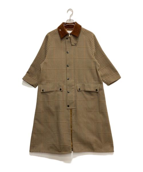 Barbour（バブアー）Barbour (バブアー) ガンクラブチェック ロングコート ブラウン サイズ:8の古着・服飾アイテム
