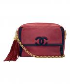 CHANELシャネル）の古着「チェーンショルダーバッグ」｜レッド×ブラック
