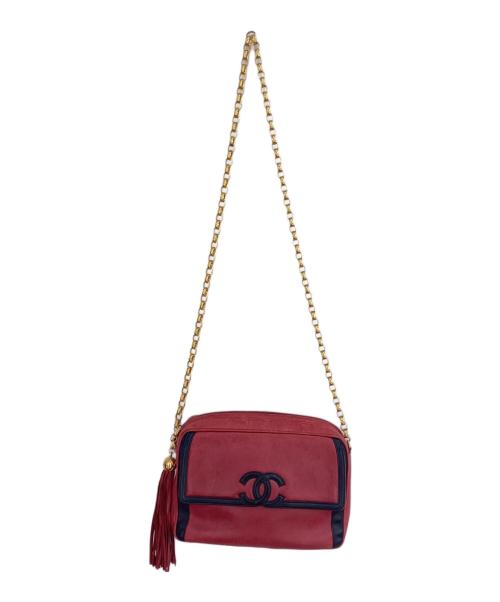 CHANEL（シャネル）CHANEL (シャネル) チェーンショルダーバッグ レッド×ブラックの古着・服飾アイテム