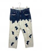 NAMACHEKOナマチェコ）の古着「C0928　ブリーチ加工デニム」｜インディゴ×ホワイト