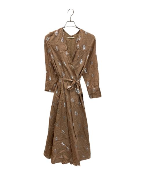 ne quittez pas（ヌキテパ）ne quittez pas (ヌキテパ) COTTON VOILE FOIL FLOWER ブラウン サイズ:FREEの古着・服飾アイテム