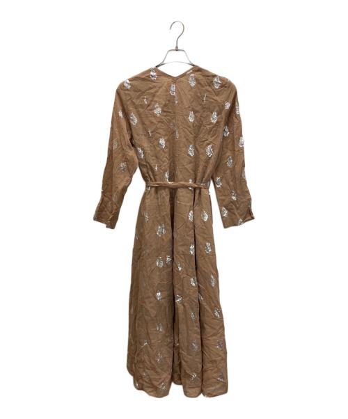 ne quittez pas（ヌキテパ）ne quittez pas (ヌキテパ) COTTON VOILE FOIL FLOWER ブラウン サイズ:FREEの古着・服飾アイテム