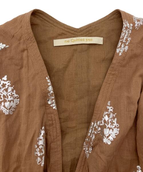 ne quittez pas（ヌキテパ）ne quittez pas (ヌキテパ) COTTON VOILE FOIL FLOWER ブラウン サイズ:FREEの古着・服飾アイテム