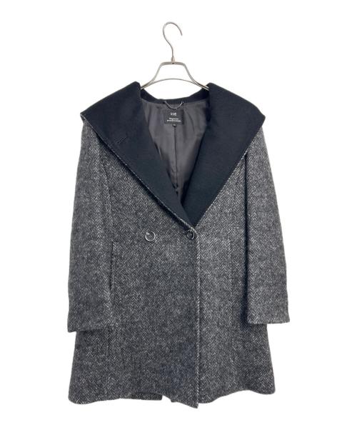 23区（ニジュウサンク）23区 (ニジュウサンク) ヘリンボーンフーデッドコート ブラック サイズ:34の古着・服飾アイテム