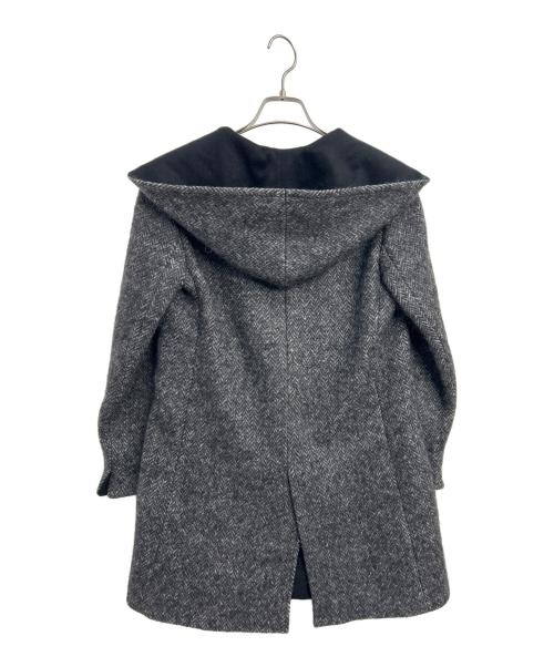 23区（ニジュウサンク）23区 (ニジュウサンク) ヘリンボーンフーデッドコート ブラック サイズ:34の古着・服飾アイテム