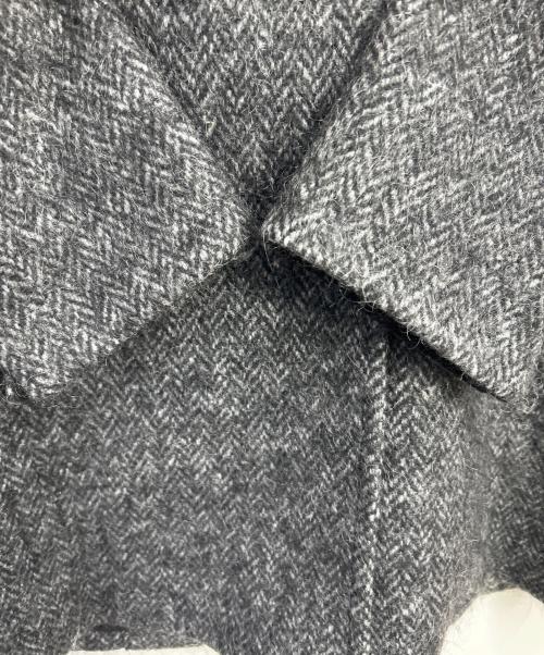 23区（ニジュウサンク）23区 (ニジュウサンク) ヘリンボーンフーデッドコート ブラック サイズ:34の古着・服飾アイテム