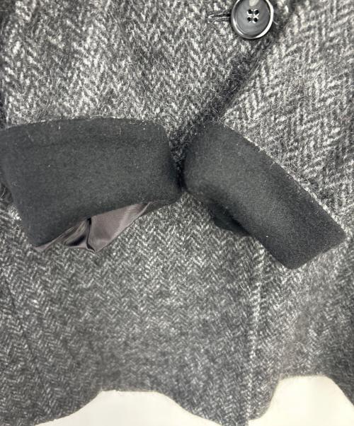 23区（ニジュウサンク）23区 (ニジュウサンク) ヘリンボーンフーデッドコート ブラック サイズ:34の古着・服飾アイテム