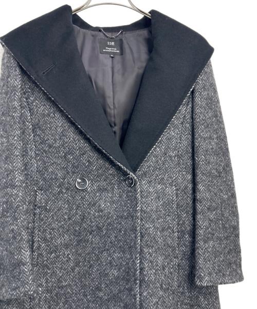 23区（ニジュウサンク）23区 (ニジュウサンク) ヘリンボーンフーデッドコート ブラック サイズ:34の古着・服飾アイテム
