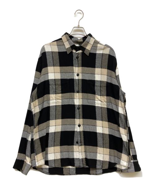 DIESEL（ディーゼル）DIESEL (ディーゼル) パッチワークチェックシャツ ブラック×ベージュ サイズ:XXLの古着・服飾アイテム