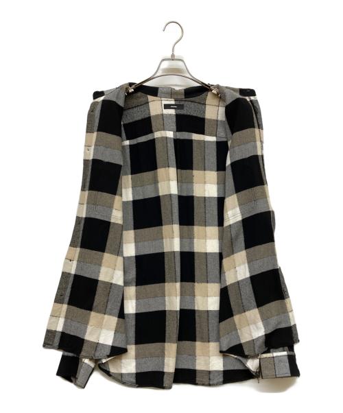DIESEL（ディーゼル）DIESEL (ディーゼル) パッチワークチェックシャツ ブラック×ベージュ サイズ:XXLの古着・服飾アイテム