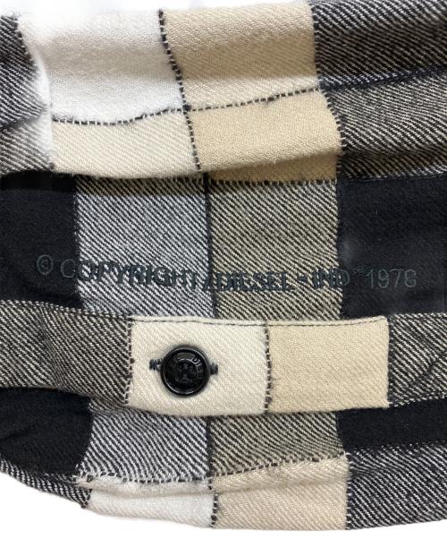 DIESEL（ディーゼル）DIESEL (ディーゼル) パッチワークチェックシャツ ブラック×ベージュ サイズ:XXLの古着・服飾アイテム