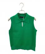 CABANキャバン）の古着「ファインポリエステル ビッグカラーノースリーブプルオーバー」｜グリーン