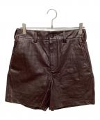 NKNITンニット）の古着「vegan leather short pants」｜ブラウン