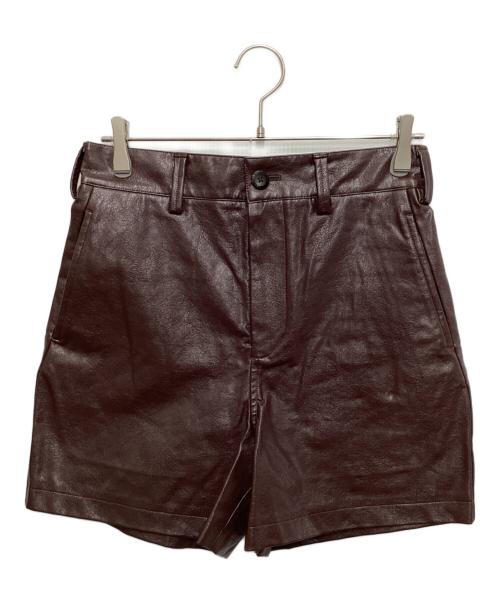 NKNIT（ンニット）NKNIT (ンニット) vegan leather short pants ブラウン サイズ:2の古着・服飾アイテム