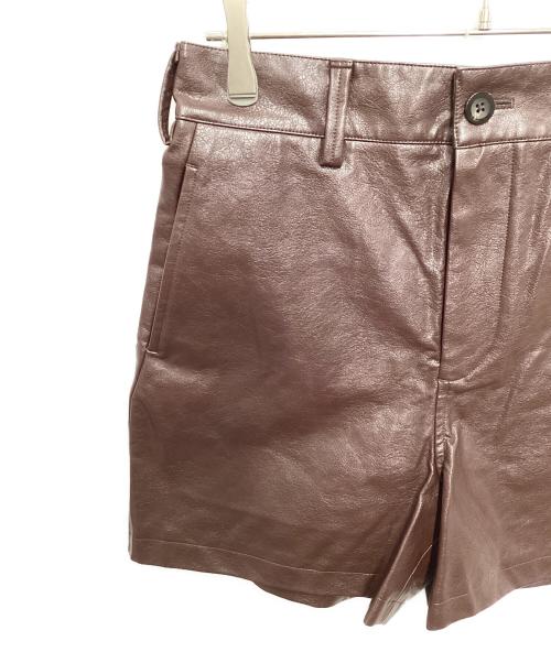 NKNIT（ンニット）NKNIT (ンニット) vegan leather short pants ブラウン サイズ:2の古着・服飾アイテム