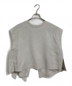 BEARDSLEYビアズリー）の古着「ストライプショートベスト　ライトアウター　日本製」｜グレー