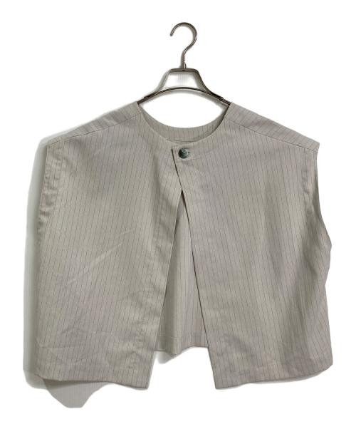 BEARDSLEY（ビアズリー）BEARDSLEY (ビアズリー) ストライプショートベスト　ライトアウター　日本製 グレー サイズ:FREEの古着・服飾アイテム
