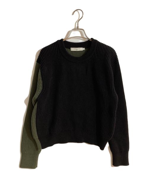 maison kitsune（メゾンキツネ）MAISON KITSUNE (メゾンキツネ) カラーブロックリブドプルオーバー ブラック サイズ:Ｌの古着・服飾アイテム