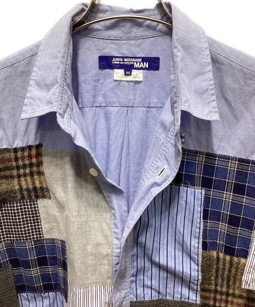 COMME des GARCONS JUNYA WATANABE MAN（コム デ ギャルソン ジュンヤ ワタナベ マン）COMME des GARCONS JUNYA WATANABE MAN (コム デ ギャルソン ジュンヤ ワタナベ マン) パッチワークシャツ ブルー サイズ:Mの古着・服飾アイテム