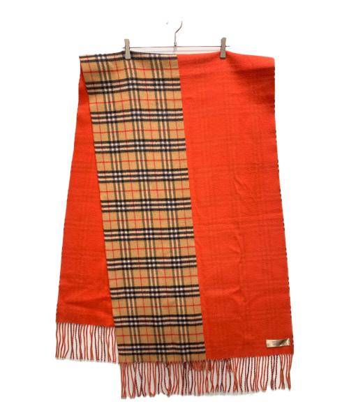 BURBERRY（バーバリー）BURBERRY (バーバリー) バイカラーカシミヤストール ブラウン×オレンジの古着・服飾アイテム