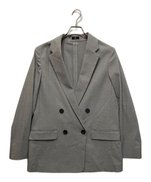 PLST（プラステ）PLST (プラステ) リネンブレンドダブルジャケット グレー サイズ:Lの古着・服飾アイテム