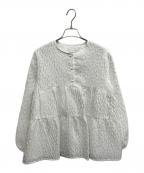 Sonoソーノ）の古着「ハピネスジャカード フレアブラウス」｜ホワイト