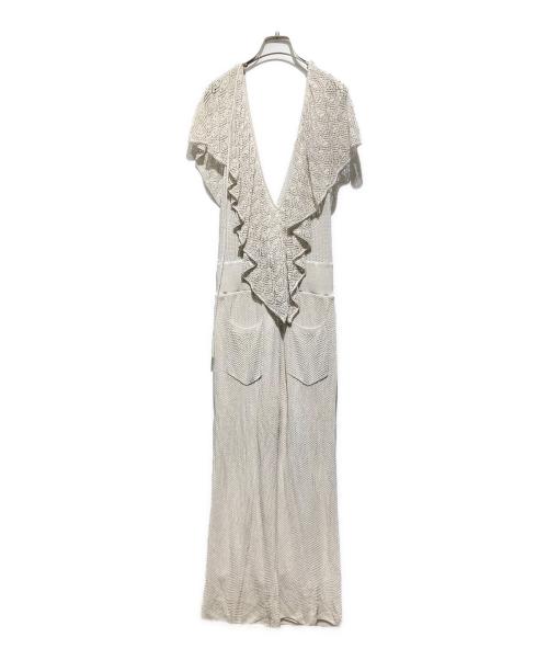 Ameri（アメリ）AMERI (アメリ) MEDI RUFFLE KNIT ROMPERS アイボリー サイズ:TLの古着・服飾アイテム