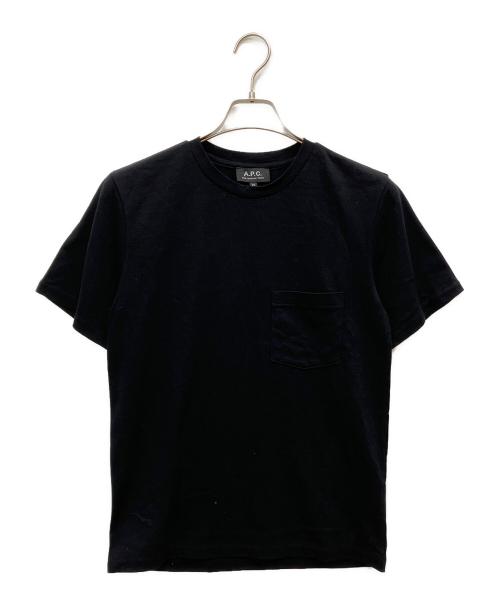 A.P.C.（アーペーセー）A.P.C. (アーペーセー) ロゴプリントポケットTシャツ ブラック サイズ:XSの古着・服飾アイテム