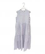 OBLIオブリ）の古着「ブルーハートティアードワンピース」｜ホワイト