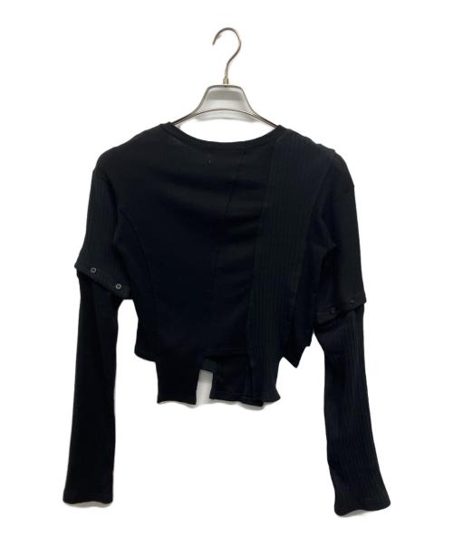 VIAVANDA（ヴィアヴァンダ）VIAVANDA (ヴィアヴァンダ) デザインカットソー ブラック サイズ:Freeの古着・服飾アイテム