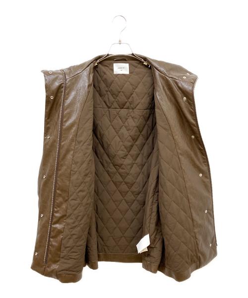 Ameri（アメリ）Ameri (アメリ) PASTING LIKE SYNTHETIC LEATHER JACKET/ペイスティング　ライク　シンセティック・レザー・ジャケット ブラウン サイズ:Mの古着・服飾アイテム