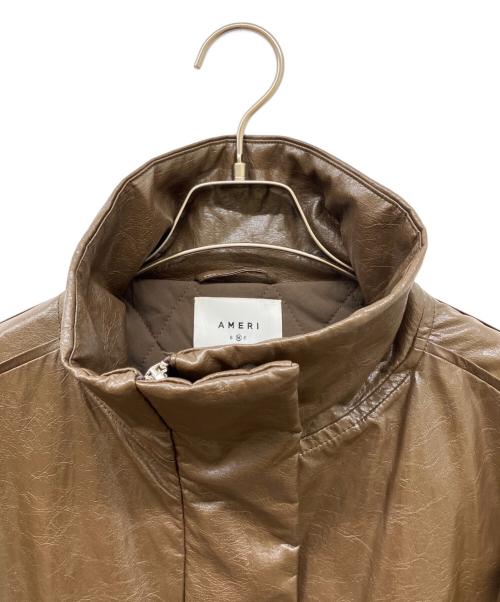 Ameri（アメリ）Ameri (アメリ) PASTING LIKE SYNTHETIC LEATHER JACKET/ペイスティング　ライク　シンセティック・レザー・ジャケット ブラウン サイズ:Mの古着・服飾アイテム