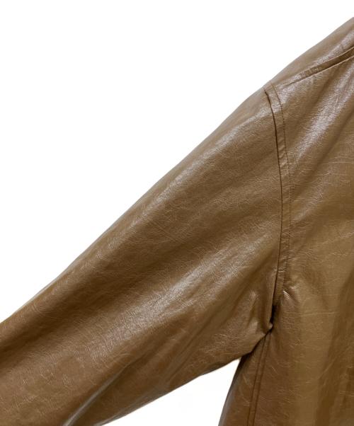 Ameri（アメリ）Ameri (アメリ) PASTING LIKE SYNTHETIC LEATHER JACKET/ペイスティング　ライク　シンセティック・レザー・ジャケット ブラウン サイズ:Mの古着・服飾アイテム